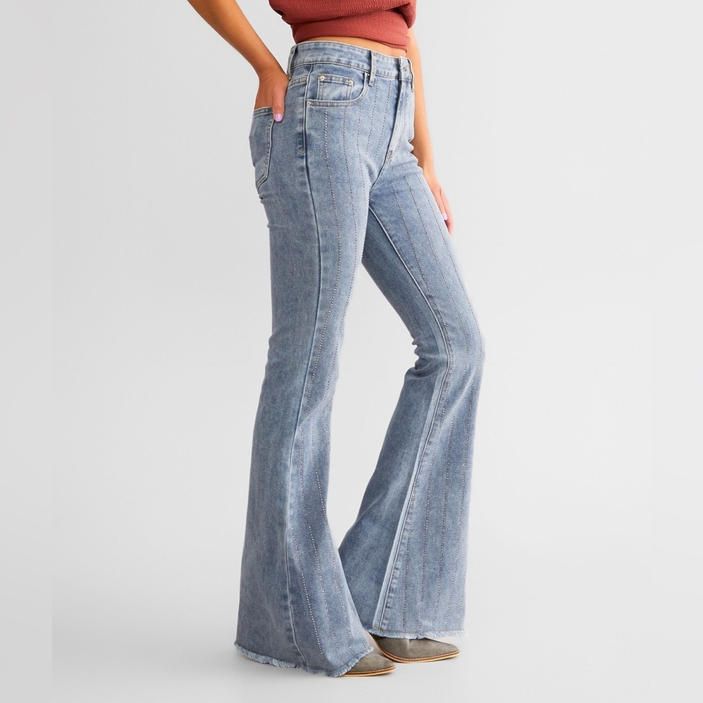 BLUE B Rhinestone Ultra High Rise Flare Stretch Jean